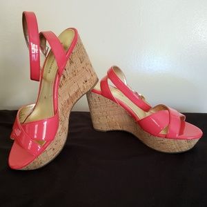 Marc Fisher Pink Cork Heel Sandals 6.5m